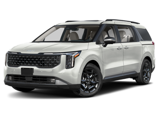 2026 Kia Carnival SX Prestige in Ivory Silver — front three-quarter view