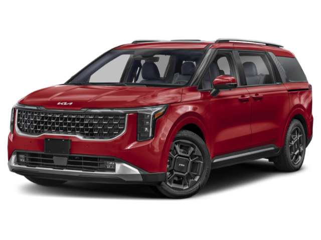 2026 Kia Carnival SX in Flare Red — front three-quarter view